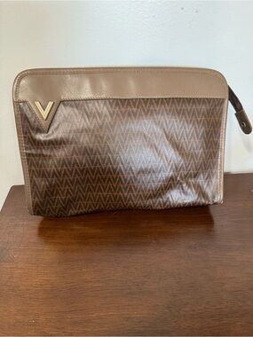 Mario Valentino V-Monogram Clutch – Brown/Tan